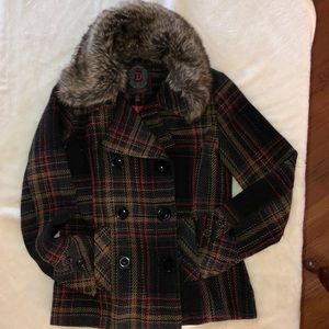 Plaid pea coat